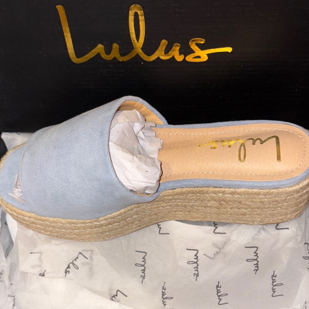 Lulu's Light Blue Platform Slides - Picture 2 of 5